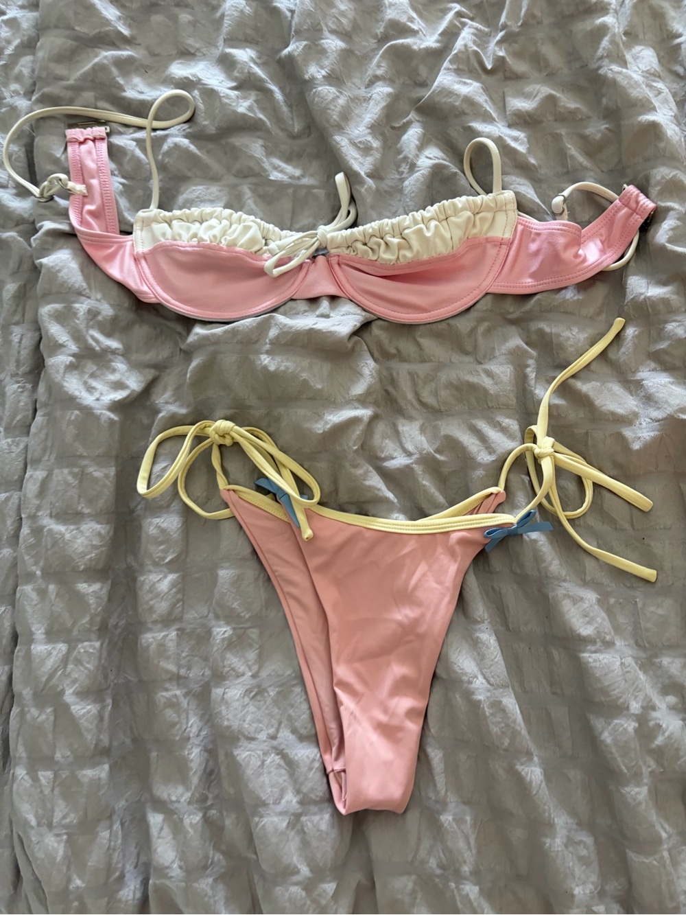 With Jean Pink & Cream Ruffle Underwire Bikini